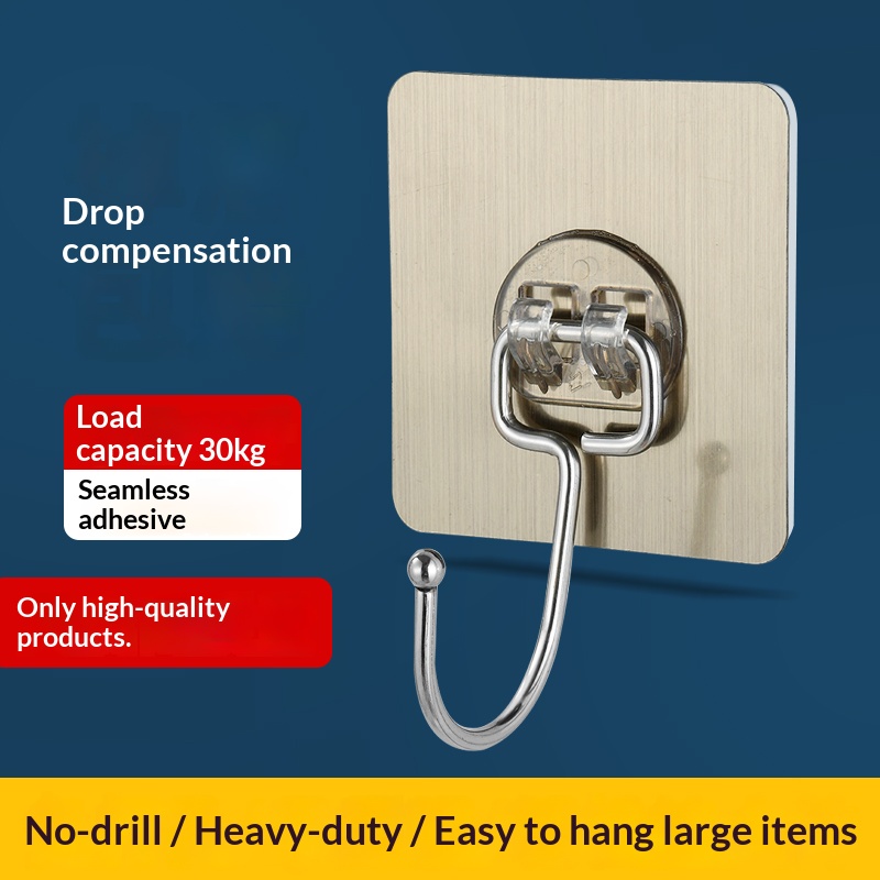 不锈钢强力无痕粘胶贴墙壁厨房吸盘浴室壁挂大号衣帽挂钩免打孔