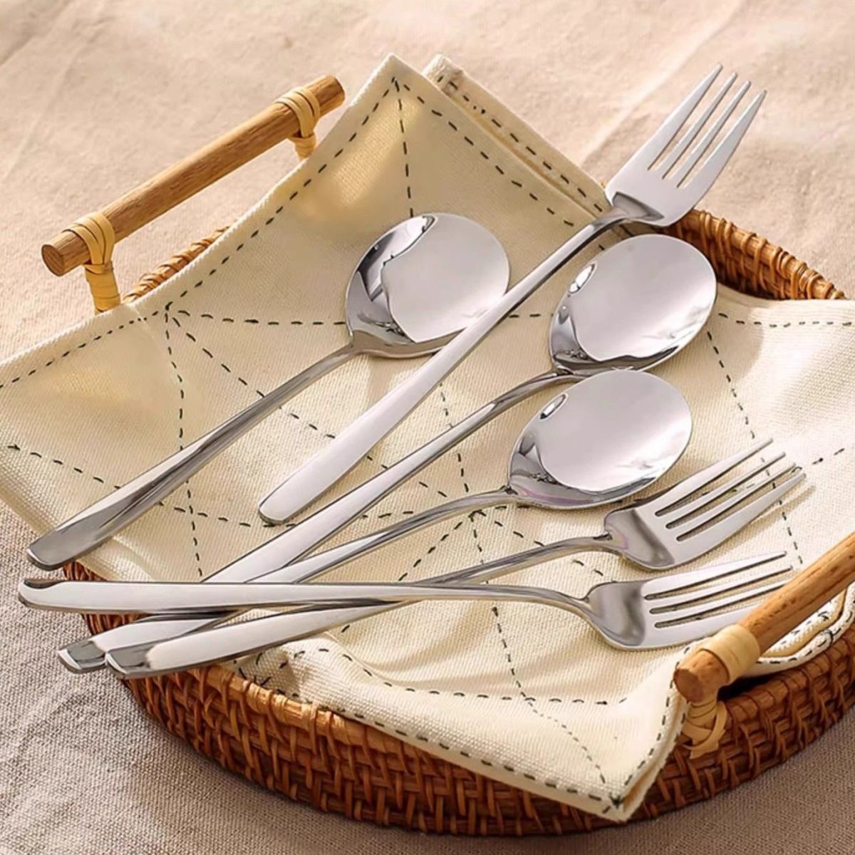不锈钢勺子叉子刻字餐具定制图案高档长柄韩式勺叉高颜值勺子