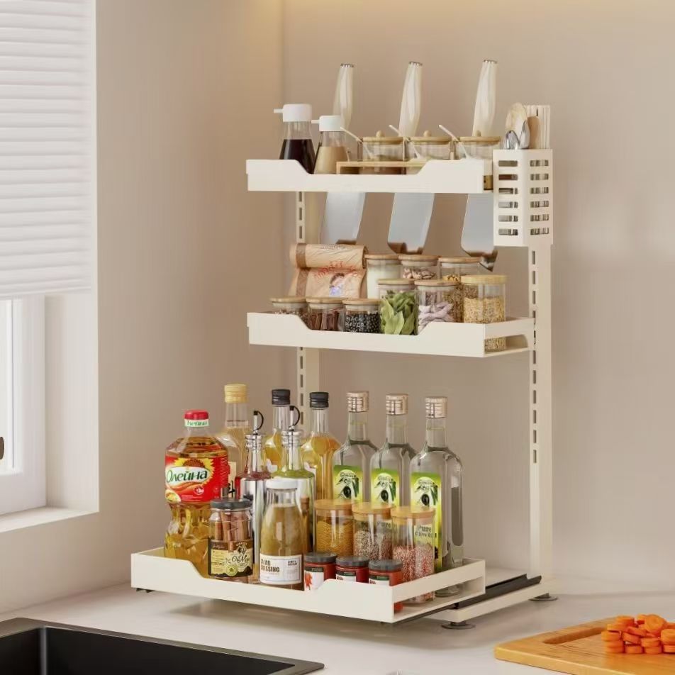 厨房新款台面双层调料架灶台家用调味品收纳架盐调味罐置物架