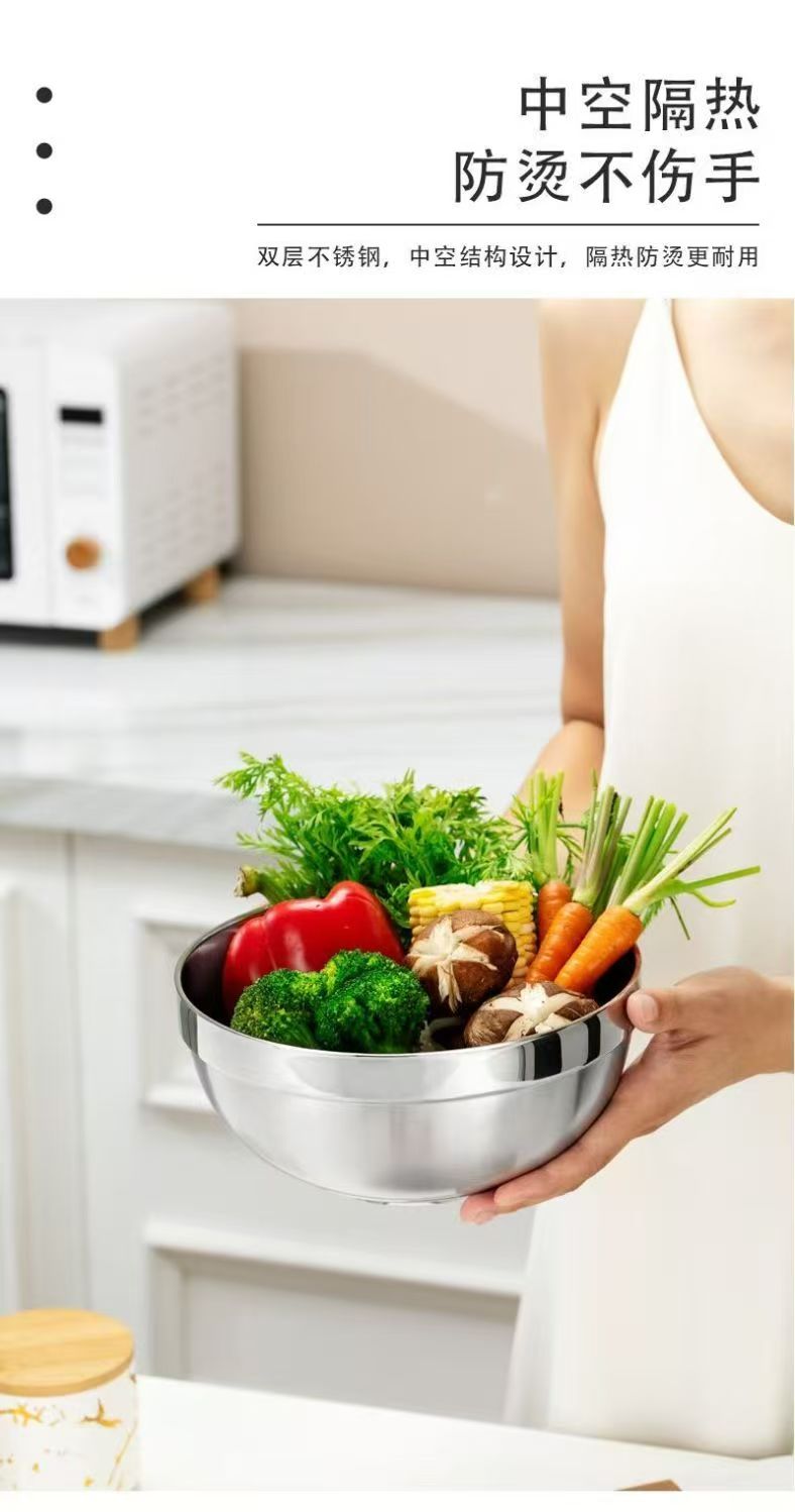 304定制双层隔热家用防烫食品级饭碗汤碗食堂免费刻字不锈钢饭碗