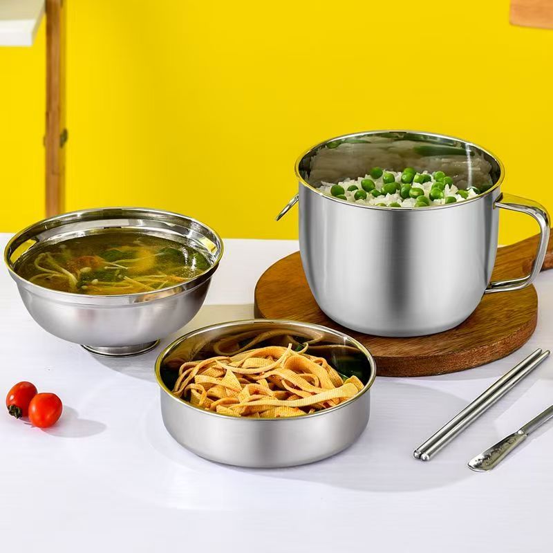 加厚快餐杯不锈钢饭盒学生上班族分格便当盒大容量带盖饭缸泡面碗