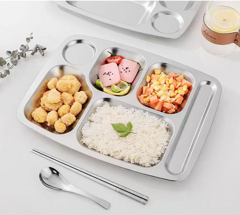 不锈钢餐盘分格商用成人食堂餐盘学生儿童餐具幼儿园快餐盘饺子盘