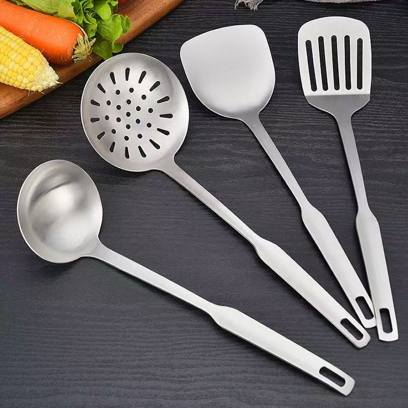 新款不锈钢加厚加长锅铲汤勺漏勺煎铲 厨房家用厨具套装烹饪易洗