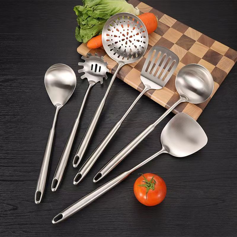 410不锈钢厨具套装空心防烫粥勺火锅汤勺漏勺炒铲锅铲煎铲打饭勺
