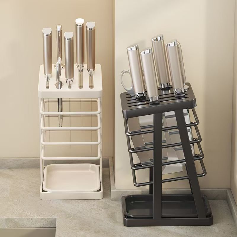 厨房刀架置物架2024新款台面沥水一体刀具收纳架菜刀架子家用刀座