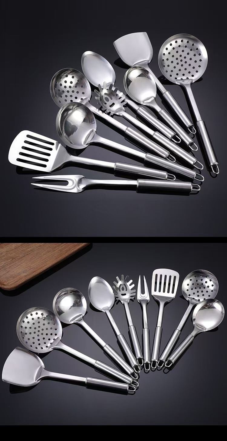 厨房不锈钢锅铲加厚家用长柄厨具不烫手勺子煎铲炒菜铲子漏勺汤勺