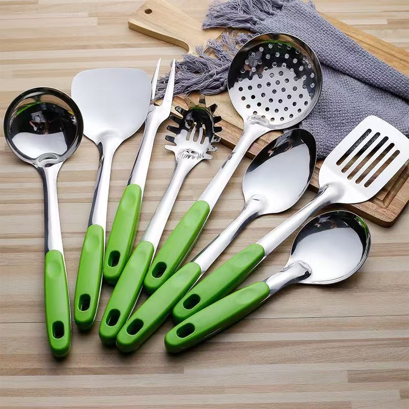 厨房不锈钢烹饪组合挂架六件套厨具全套家用炒菜铲子汤勺漏勺套装