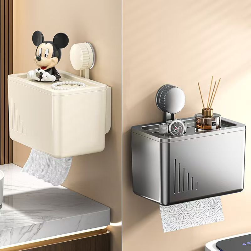 吸盘卫生间纸巾盒防水浴室厕所抽纸卷纸置物架免打孔壁挂式收纳盒