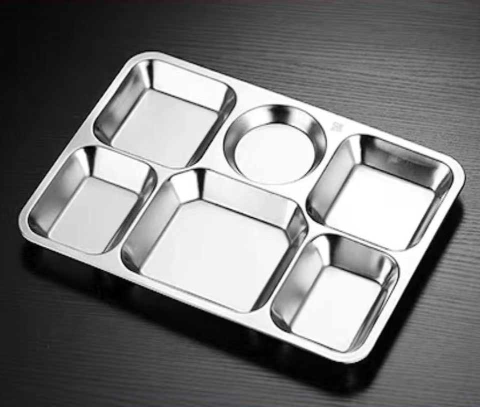 304不锈钢快餐盘 学校饭盘学生餐具套装食堂分格餐盘