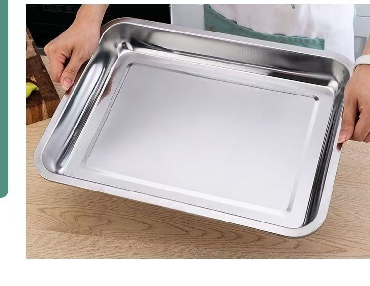 不锈钢方盘托盘长方形盘子烧烤盘凉菜盘餐盘食堂蒸饭盘饺子盘