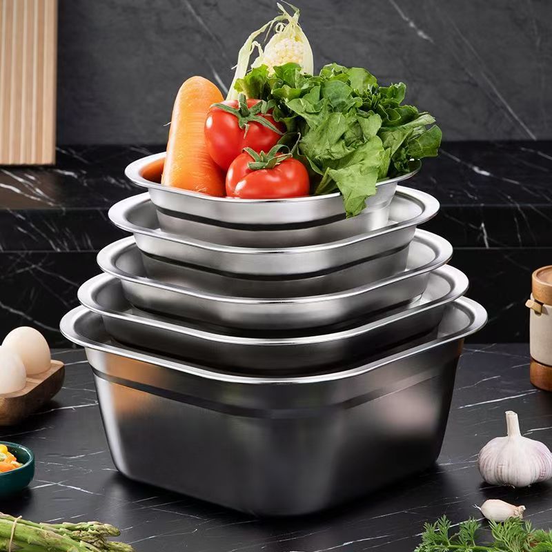 不锈钢盆加厚家用厨房打蛋洗菜和面锅具漏汤盆淘米沥水盆用具