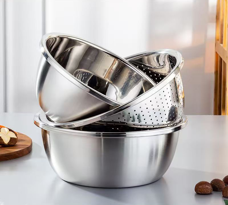 食品级加厚不锈钢盆304洗菜盆沥水篮盆家用厨房漏盆淘米盆水果篮