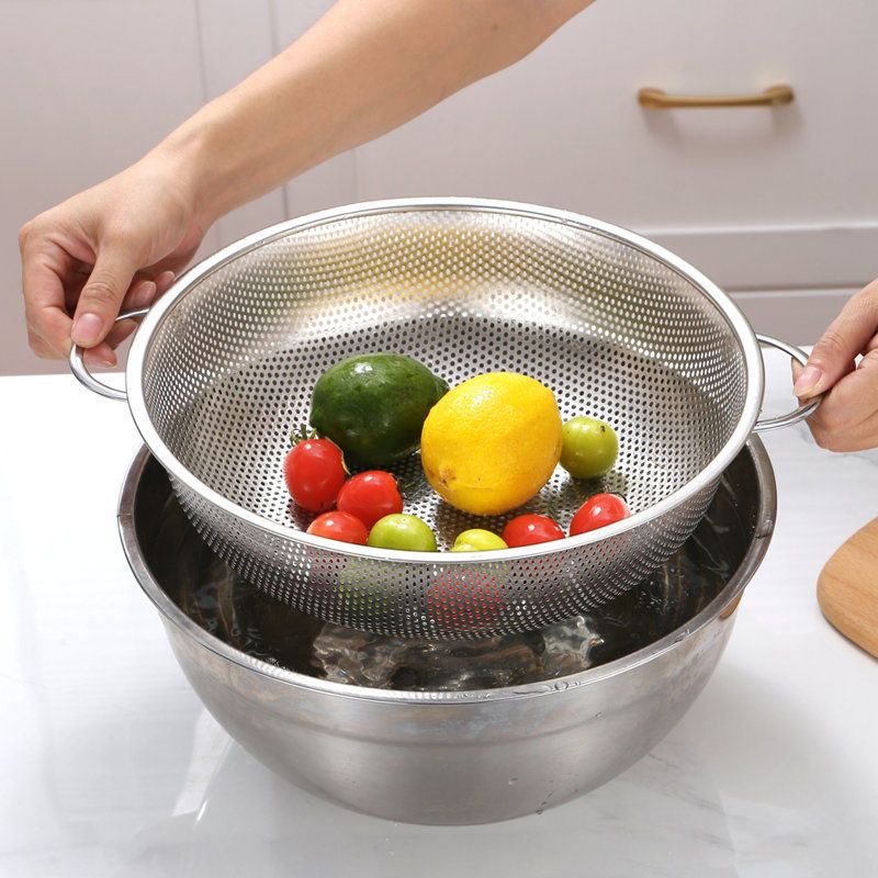 不锈钢洗菜盆沥水筛漏盆蔬果盆家用商用厨房洗米篮篮子