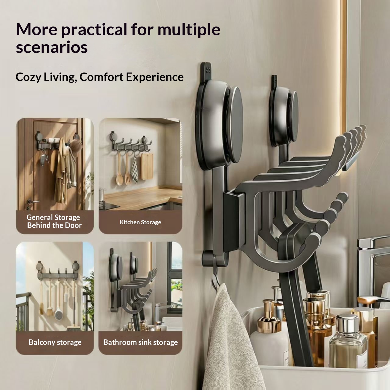 吸盘门后卫生间挂钩强力粘胶免打孔强力承重