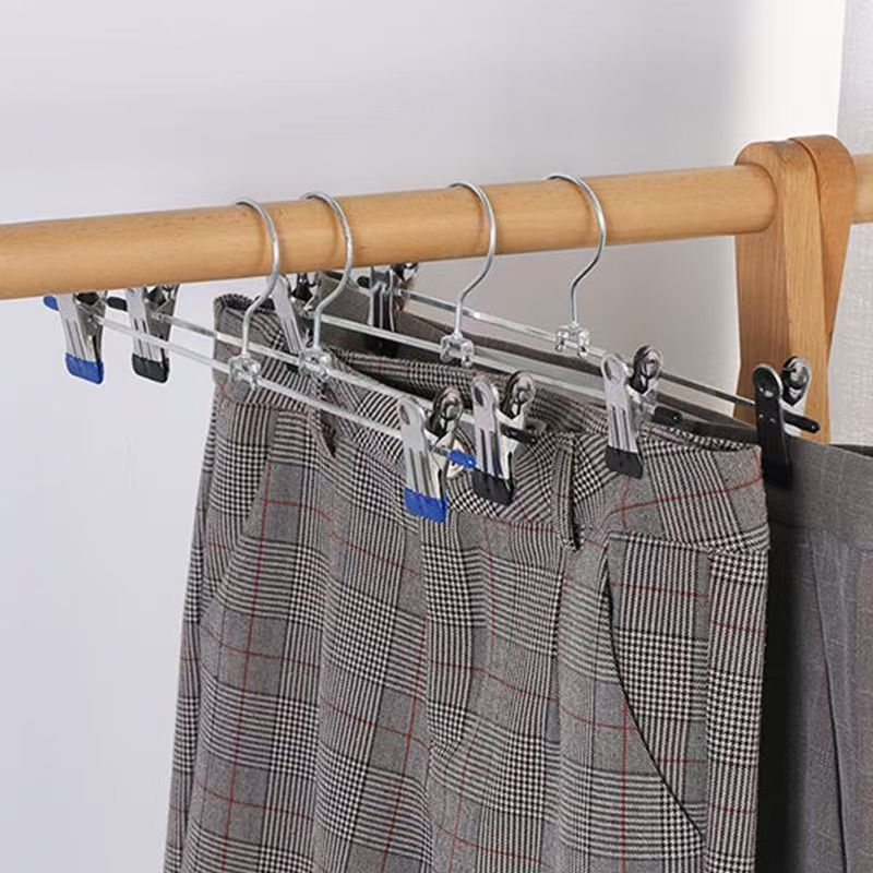 不锈钢裤夹子家用成人防滑裤架服装店衣服裤子防滑衣架可调节移动