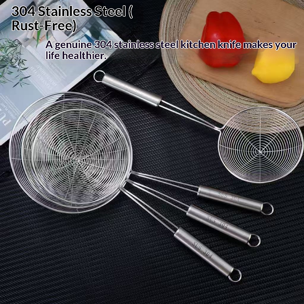 304不锈钢漏勺家用捞面饺子油炸笊篱豆浆过滤网筛细密加厚线漏勺