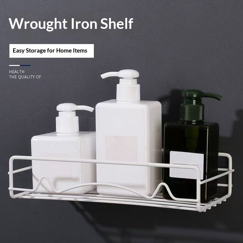 铁艺浴室置物架壁挂沐浴露收纳架卫生间免打孔洗漱用品架厨房客厅