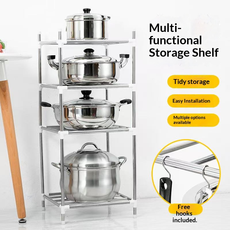 优质不锈钢厨房置物架多层收纳架简约现代吸睛收纳神器