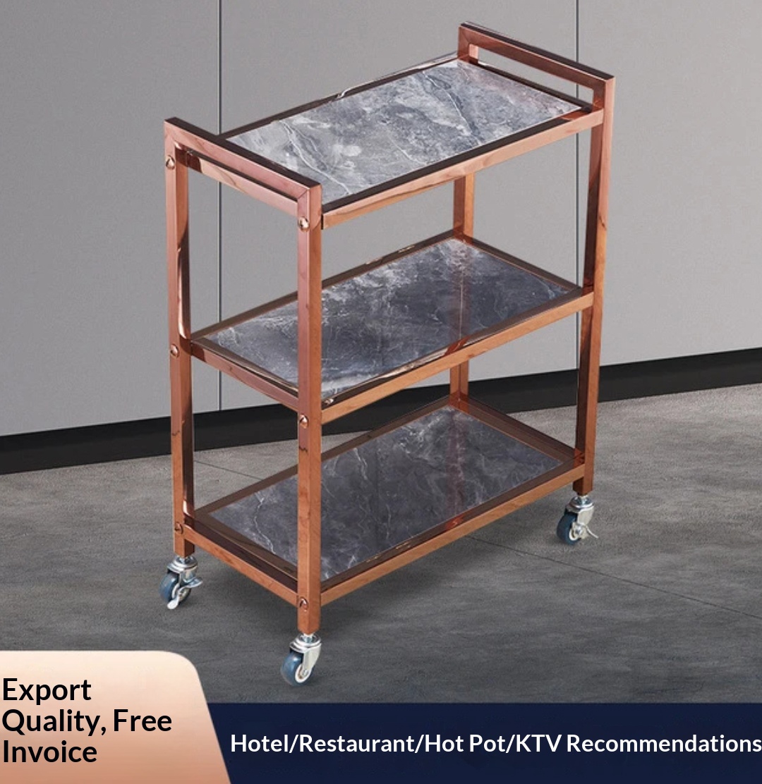不锈钢三层火锅菜架车商用上菜餐车手推车酒店酒水车碗筷置物架子