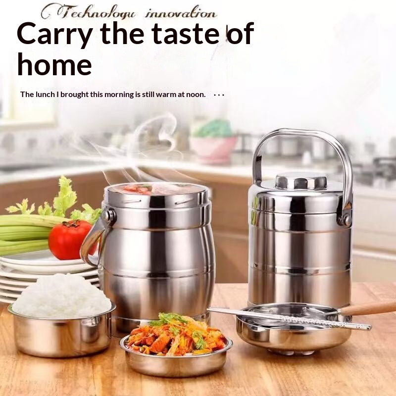 304不锈钢保温饭盒3层成人保温桶超长保温大容量学生便当盒手提锅