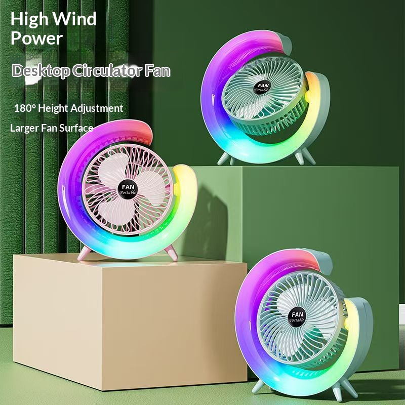 跑马灯风扇学生宿舍充电便携台式风扇手持风扇新款桌面usb大风力