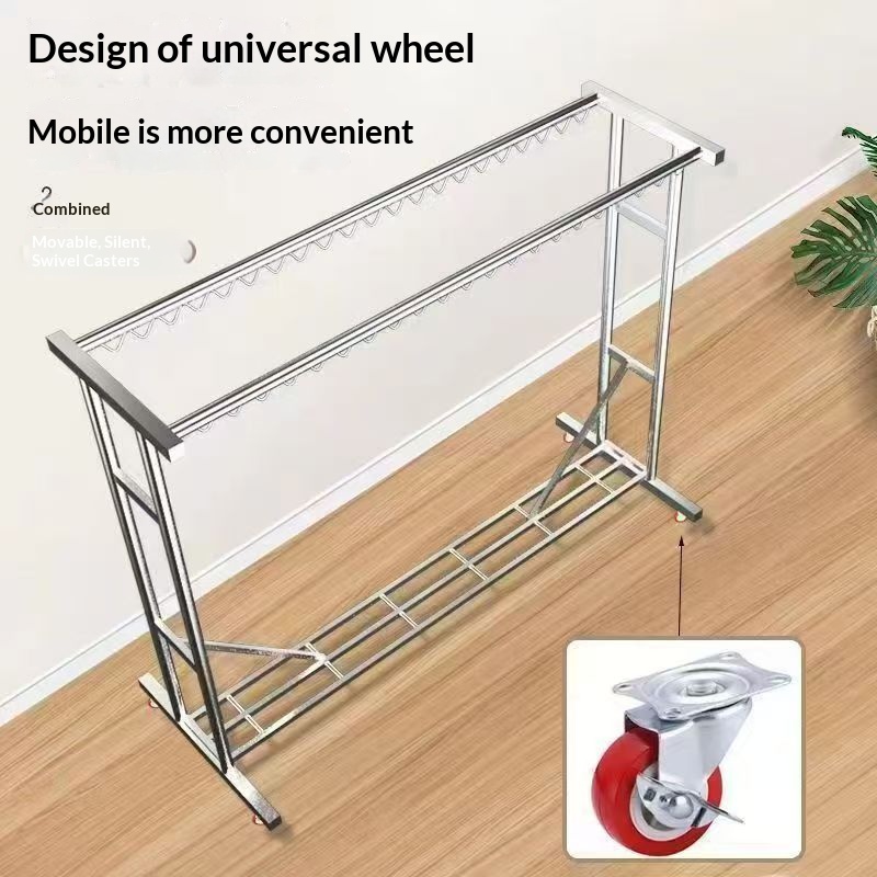 家用加粗不锈钢晾衣架晾衣落地室外加厚双杆可折叠