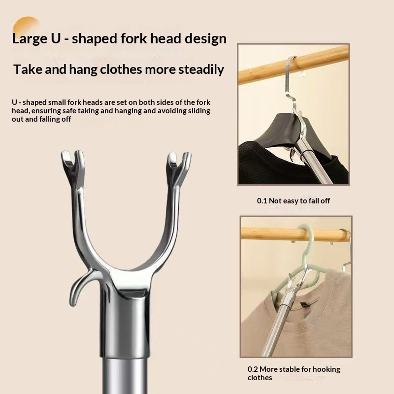 晾衣杆叉丫加长撑衣杆可伸缩衣叉杆家用阳台挑衣杆不锈钢晾衣撑