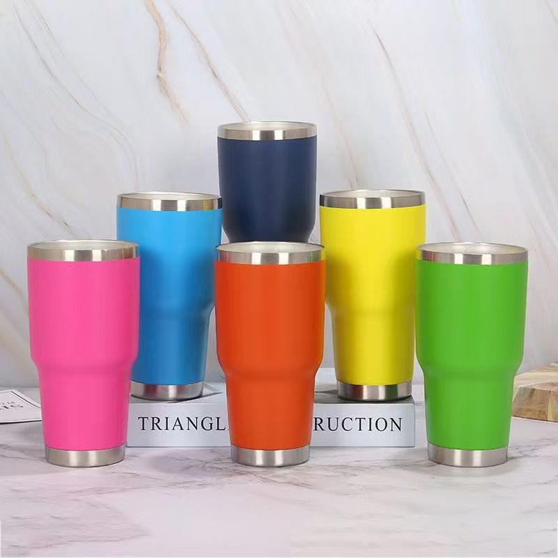 喷塑不锈钢真空冰酷杯腰形吸管车载啤酒杯汽车便携保温水杯