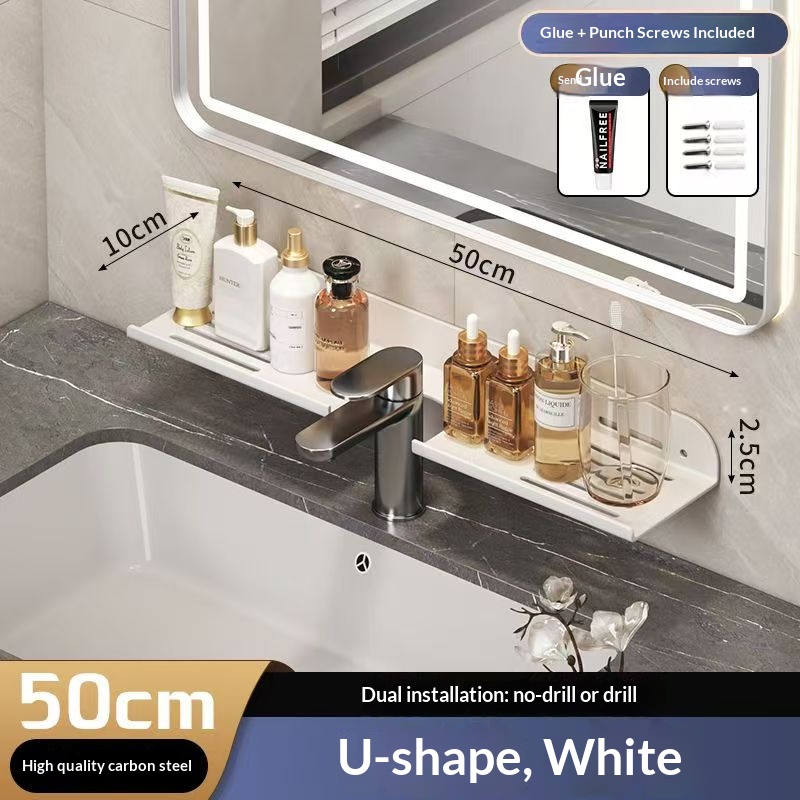 镜前卫生间置物架壁挂免打孔墙上浴室洗面盆洗漱台水龙头收纳架子