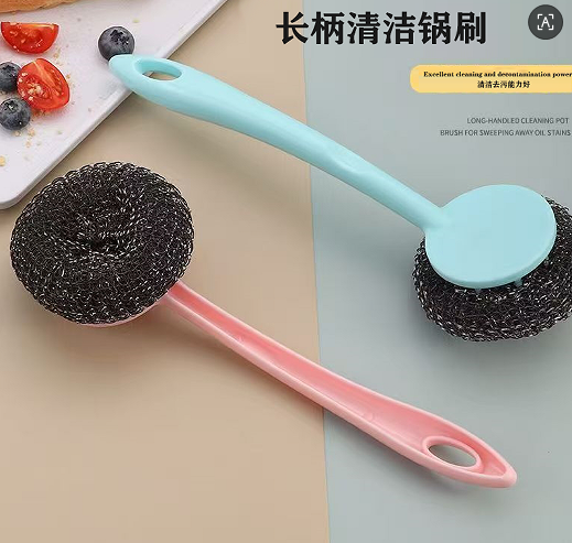 家用厨房长柄钢丝球锅刷大号带柄洗碗刷不粘油厨房去污刷锅神器