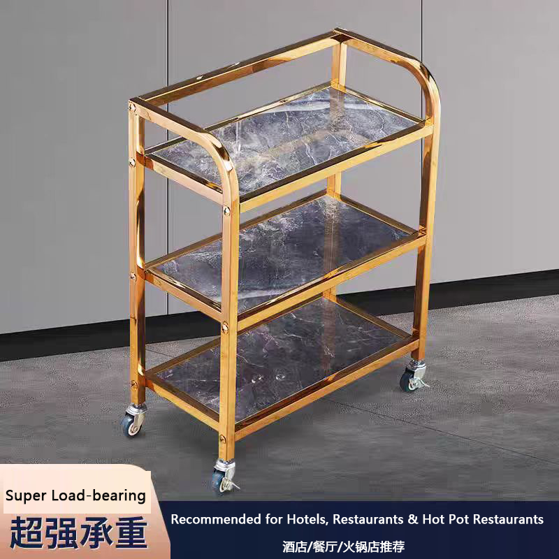 不锈钢国风轻奢三层火锅店上菜车酒店餐厅菜架车小推车置物架餐车