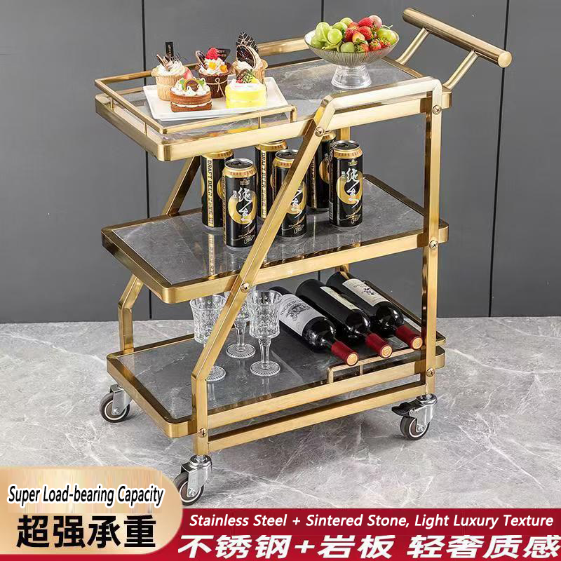 不锈钢三层餐厅手推车 酒店家用小推车手酒吧KTV点心移动商用餐车