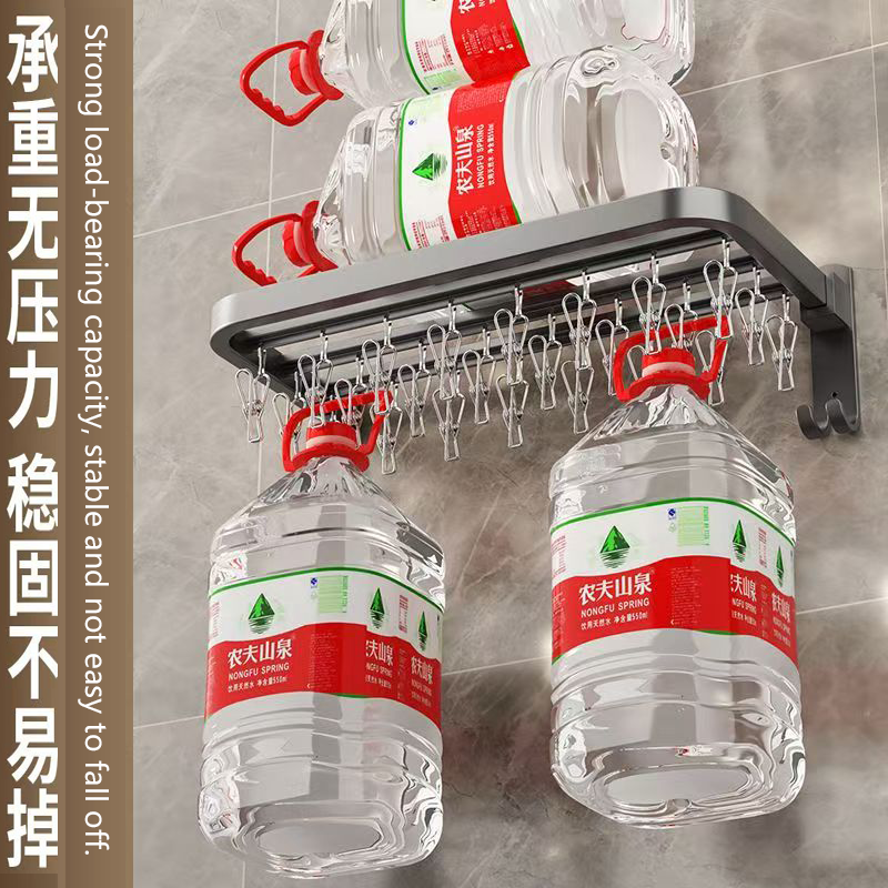 不锈钢卫生间壁挂式可折叠免打孔置物架家用阳台活动毛巾袜子脸盘收纳架