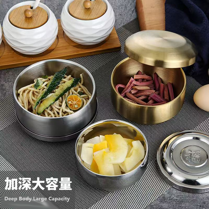 韩式304不锈钢碗 双层加厚冷面碗螺蛳粉专用碗商用防烫汤碗米饭碗
