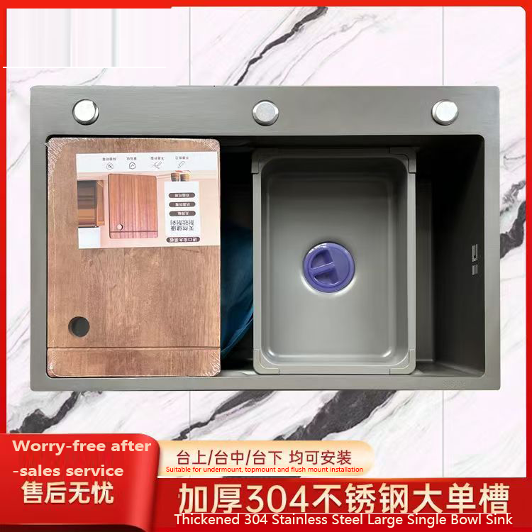 厨房水槽尺寸不锈钢304洗菜家用加厚大水槽手工大单槽洗碗池
