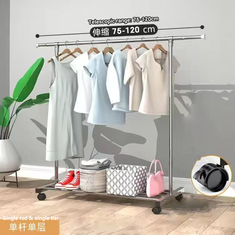 不锈钢落地可伸缩晾衣架立式家用挂衣架室外服移动衣架阳台晒被子
