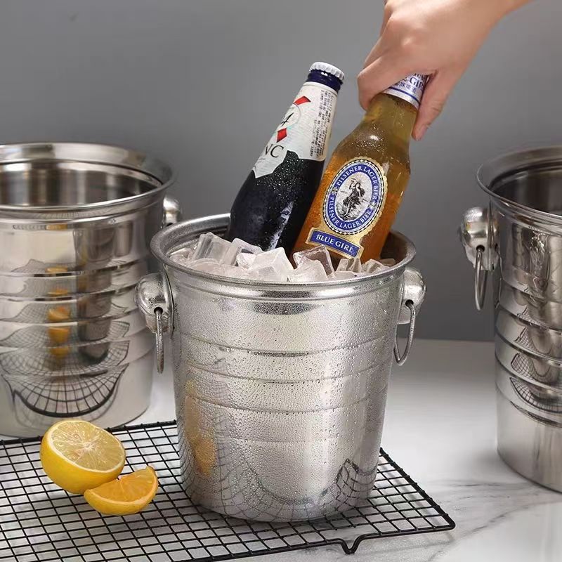 不锈钢加厚KTV酒吧欧式香槟桶冰块粒桶大号虎头啤酒冰桶红酒冰桶