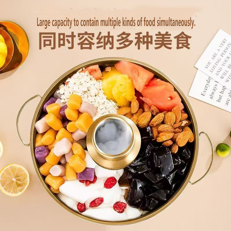 干冰喷雾小火锅冰粉甜品糖水冰淇淋水果捞锤纹甜品锅