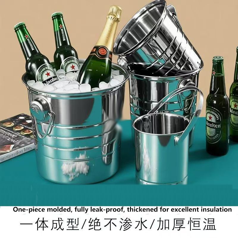 不锈钢冰桶加厚KTV酒吧欧式香槟桶冰块粒桶大号虎头啤酒红酒冰桶